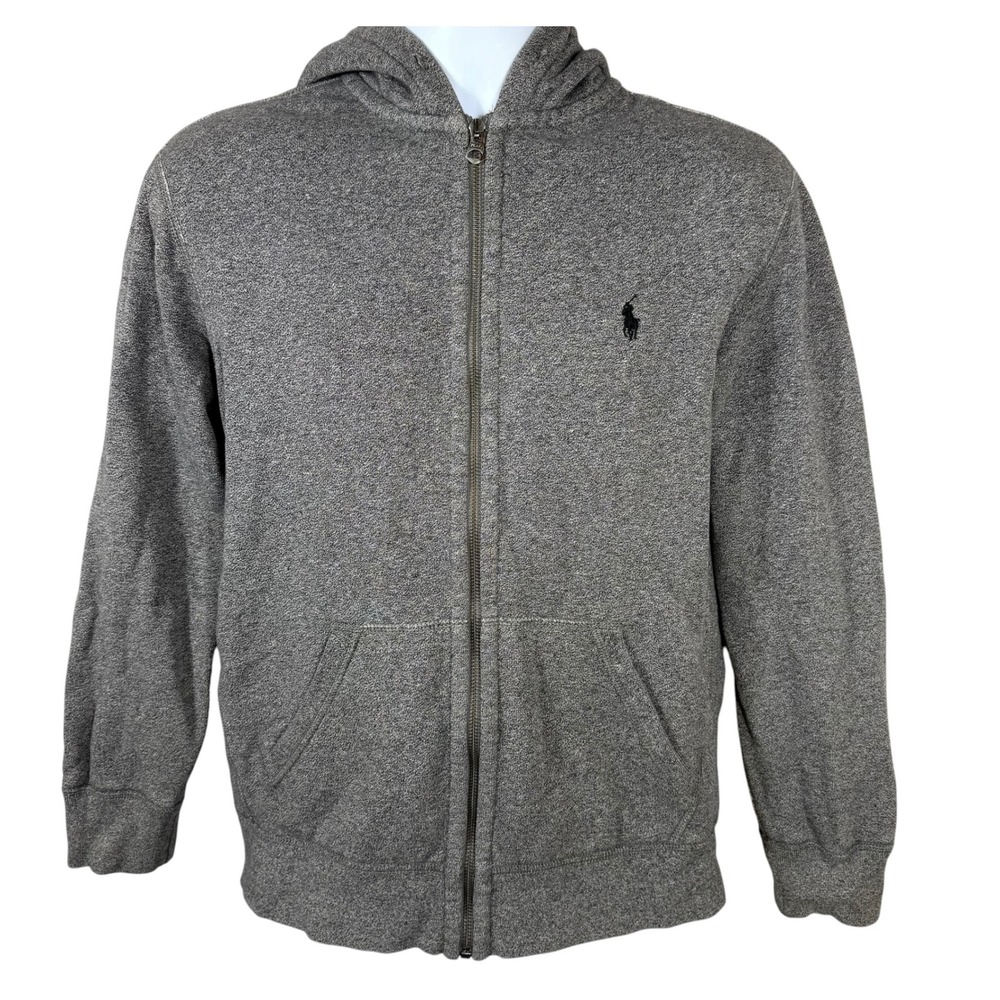 Polo Ralph Lauren Mens Medium Gray Full Zip Hoodie Sweatshirt Pony Logo